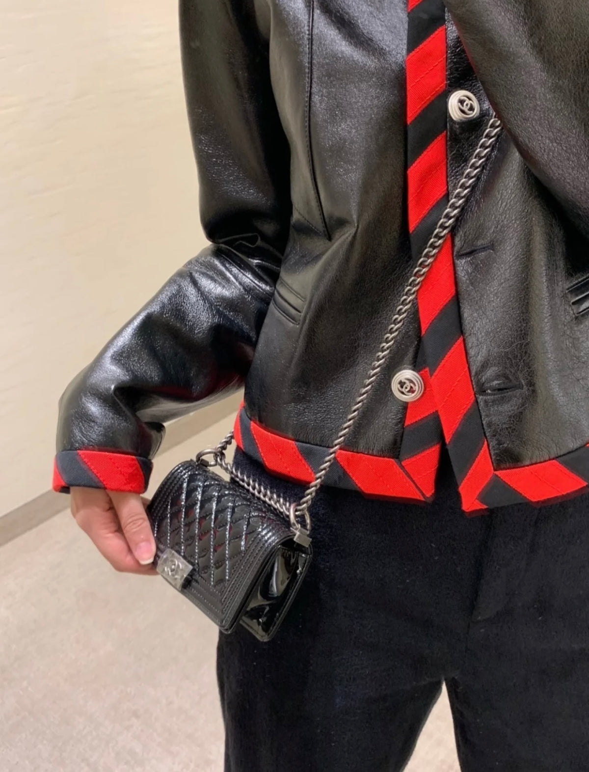 黑色漆皮mini Leboy