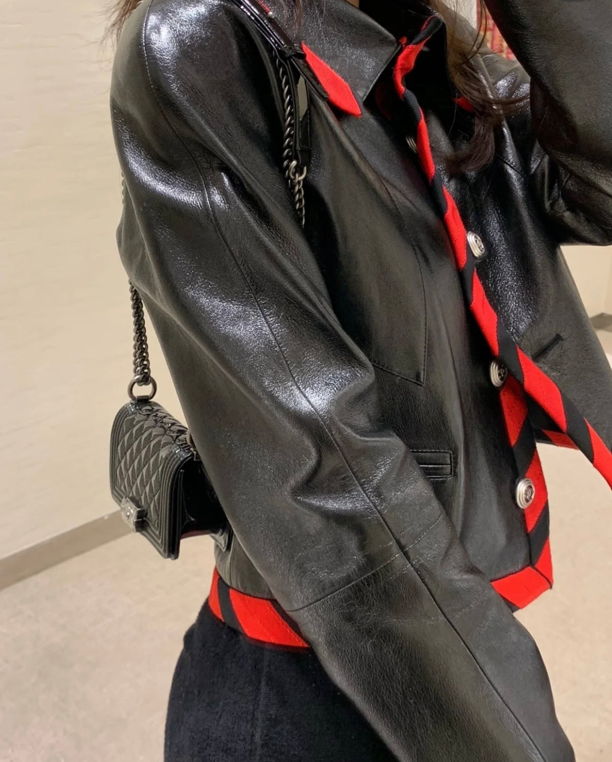 黑色漆皮mini Leboy