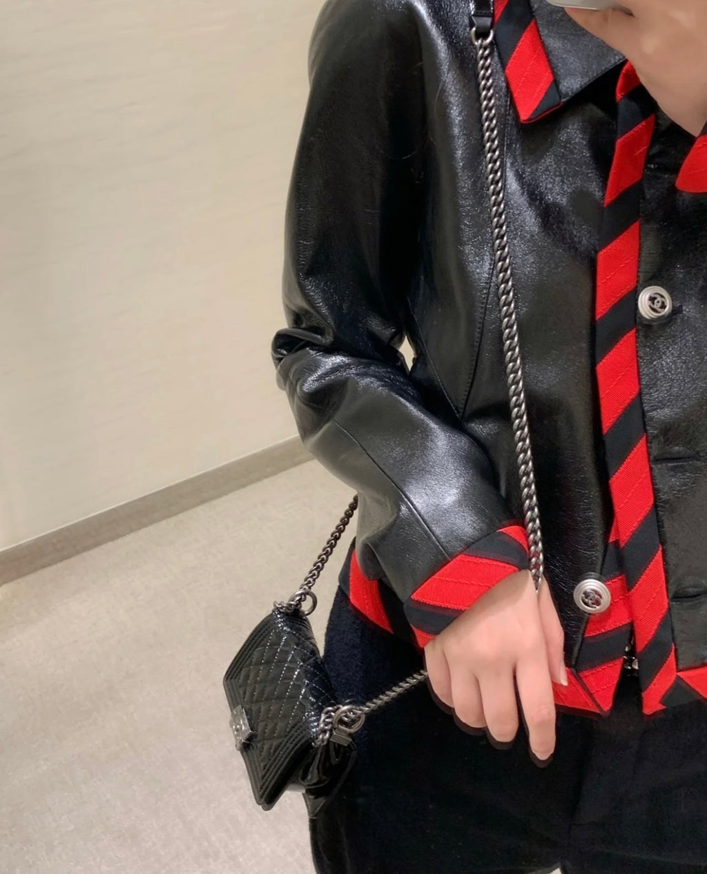 黑色漆皮mini Leboy