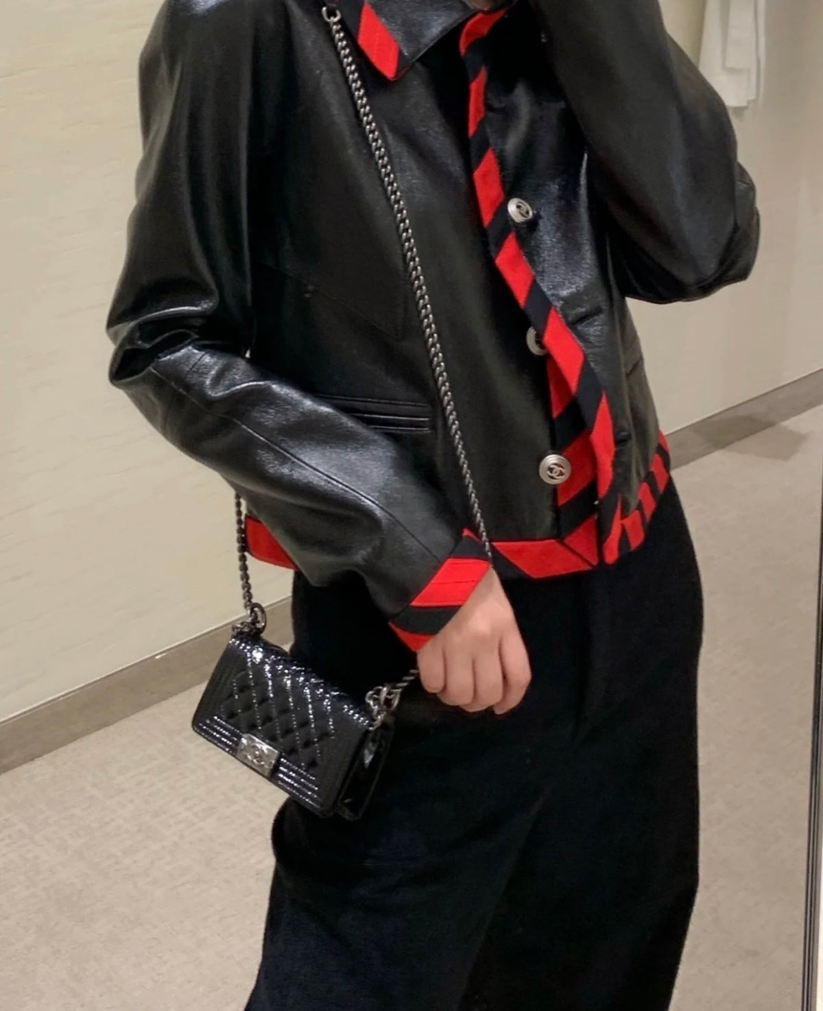 黑色漆皮mini Leboy