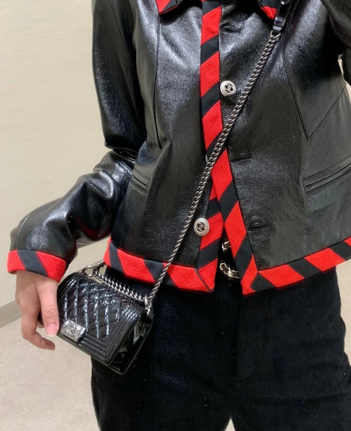 黑色漆皮mini Leboy